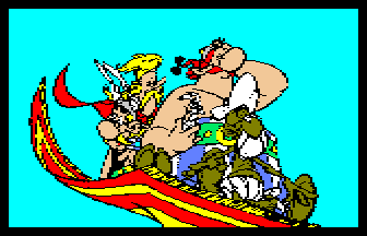 Astérix et Obélix sur un tapis volant