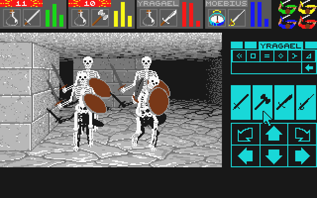 Fighting a group of skeletons