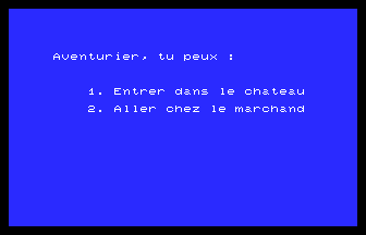 Menu choix château ou marchand