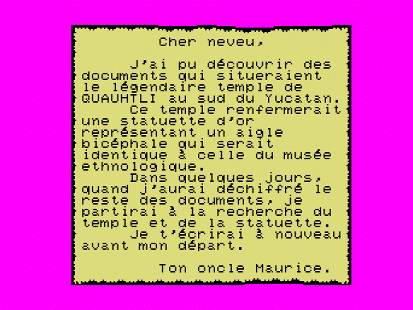 Lettre de l'oncle Maurice