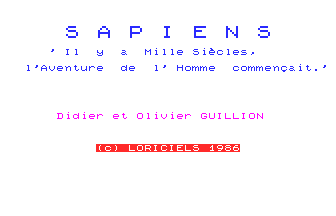 Écran-titre Sapiens par Loriciels